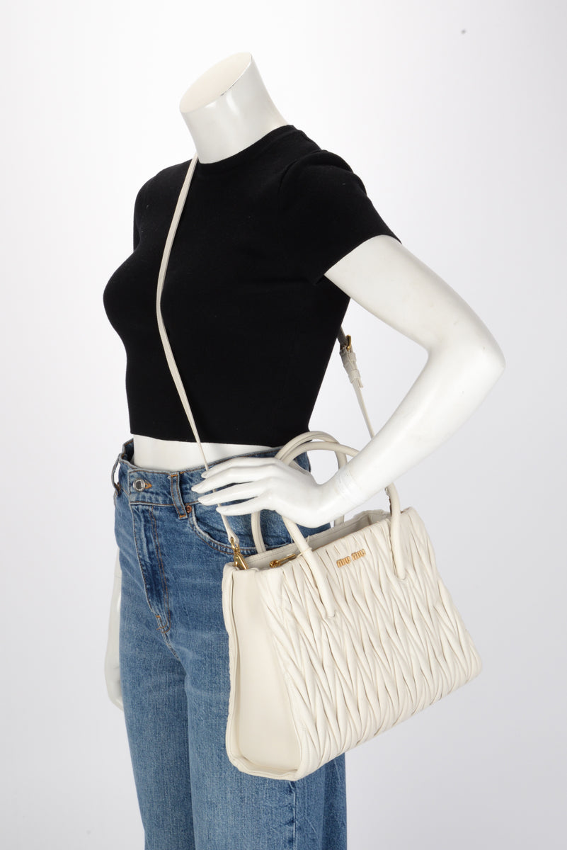 Miu Miu White Matelasse Small Tote