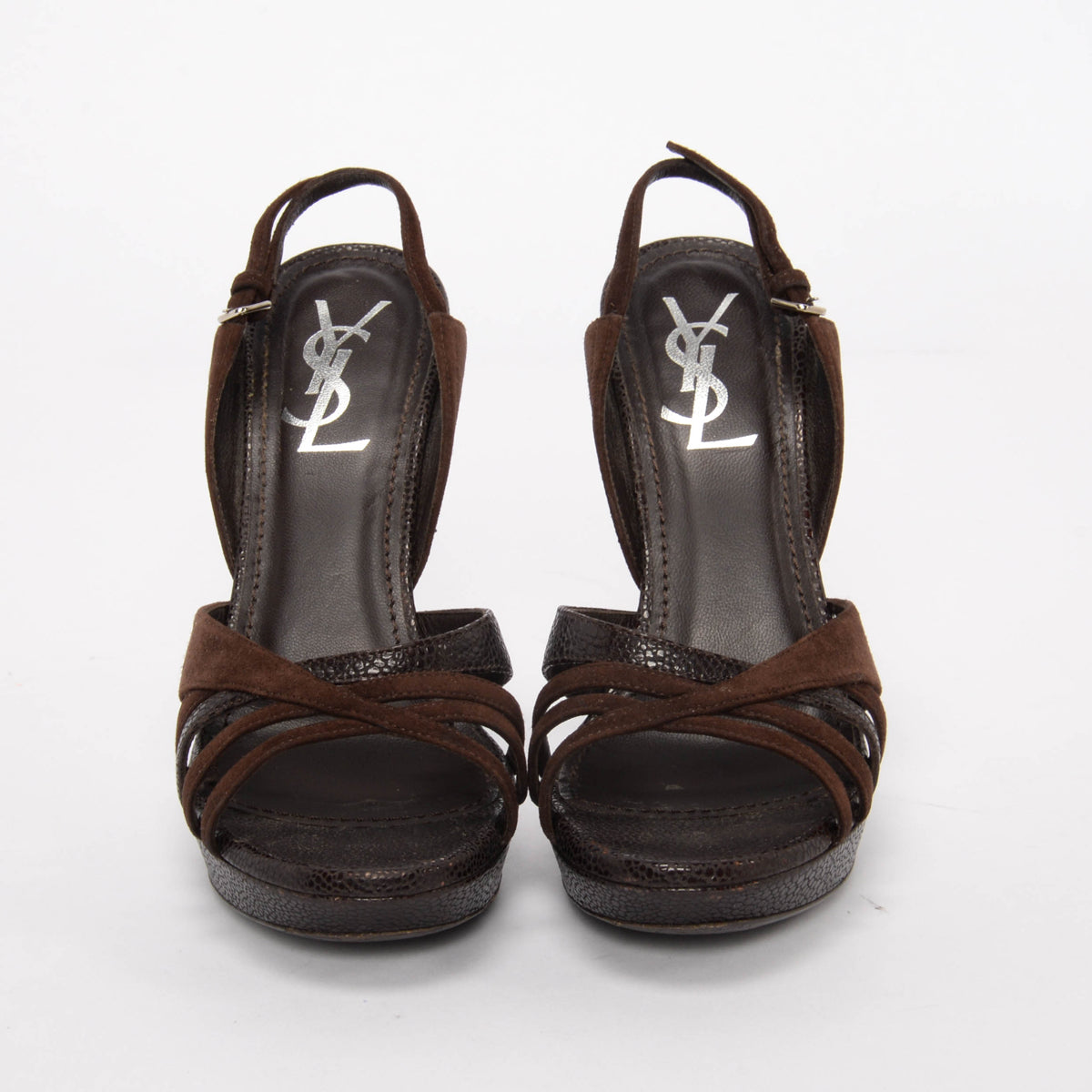 Yves Saint Laurent Dark Brown Suede Ideale 105 Sandals 36