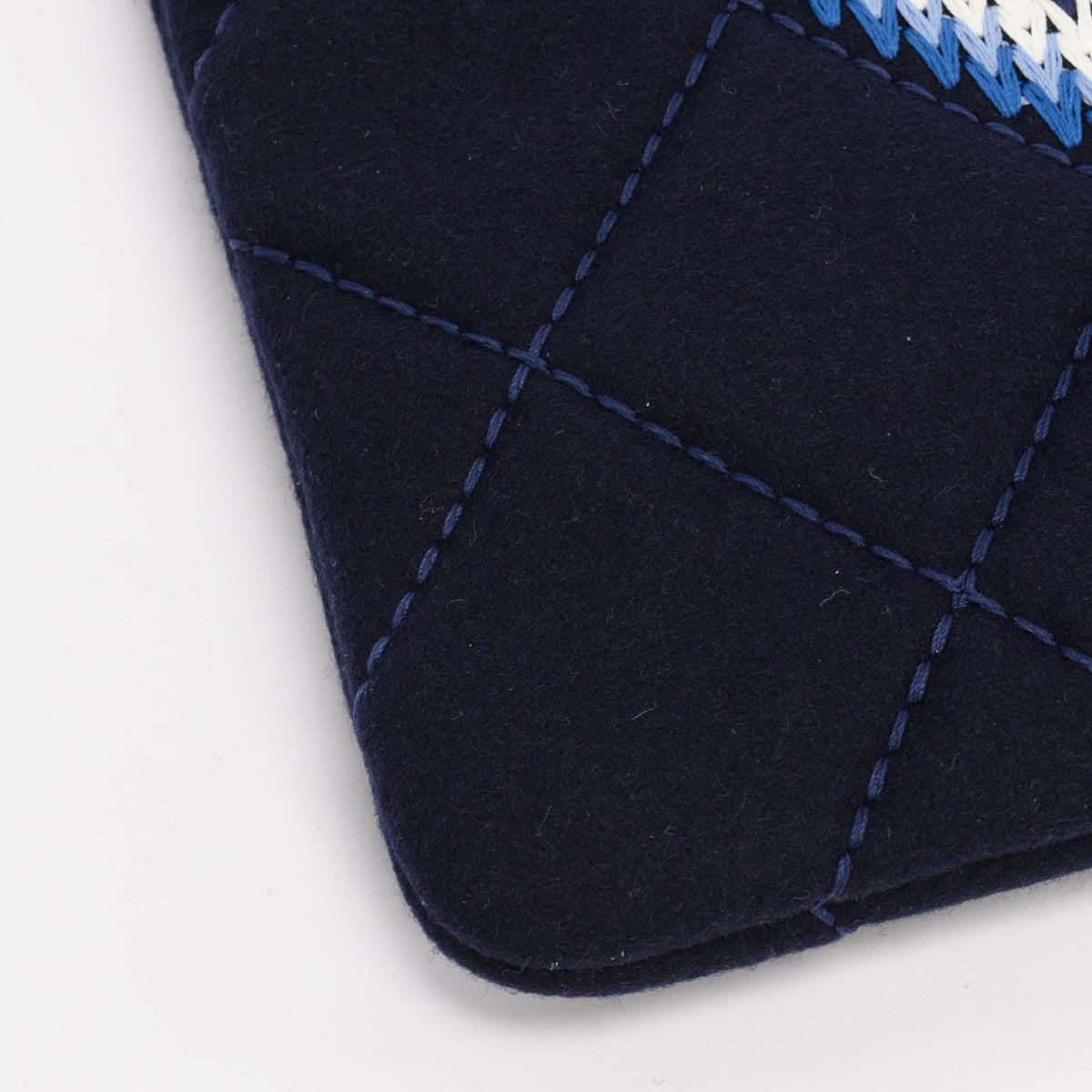 Chanel Navy Embroidered Felt Medium O-Case