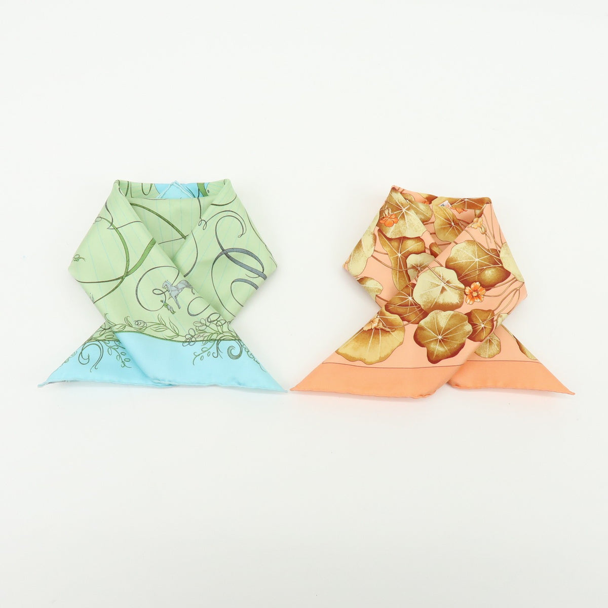 Hermes Les Capucines & Effluves Pocket Square Scarves
