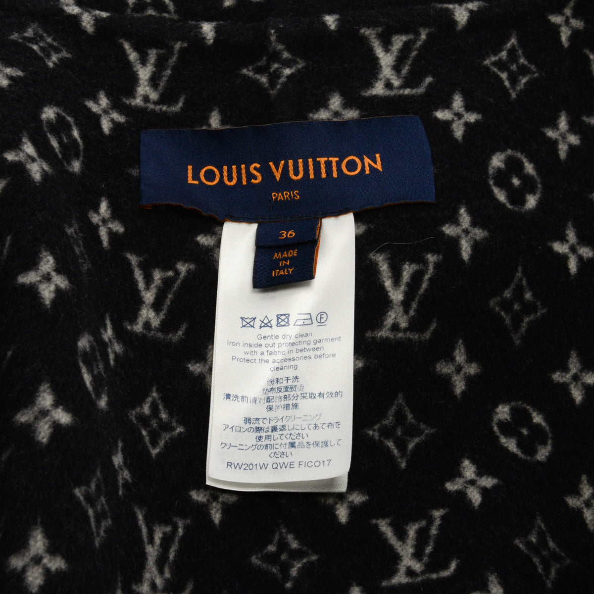 Louis Vuitton Black Wool Monogram Hooded Cape FR 36