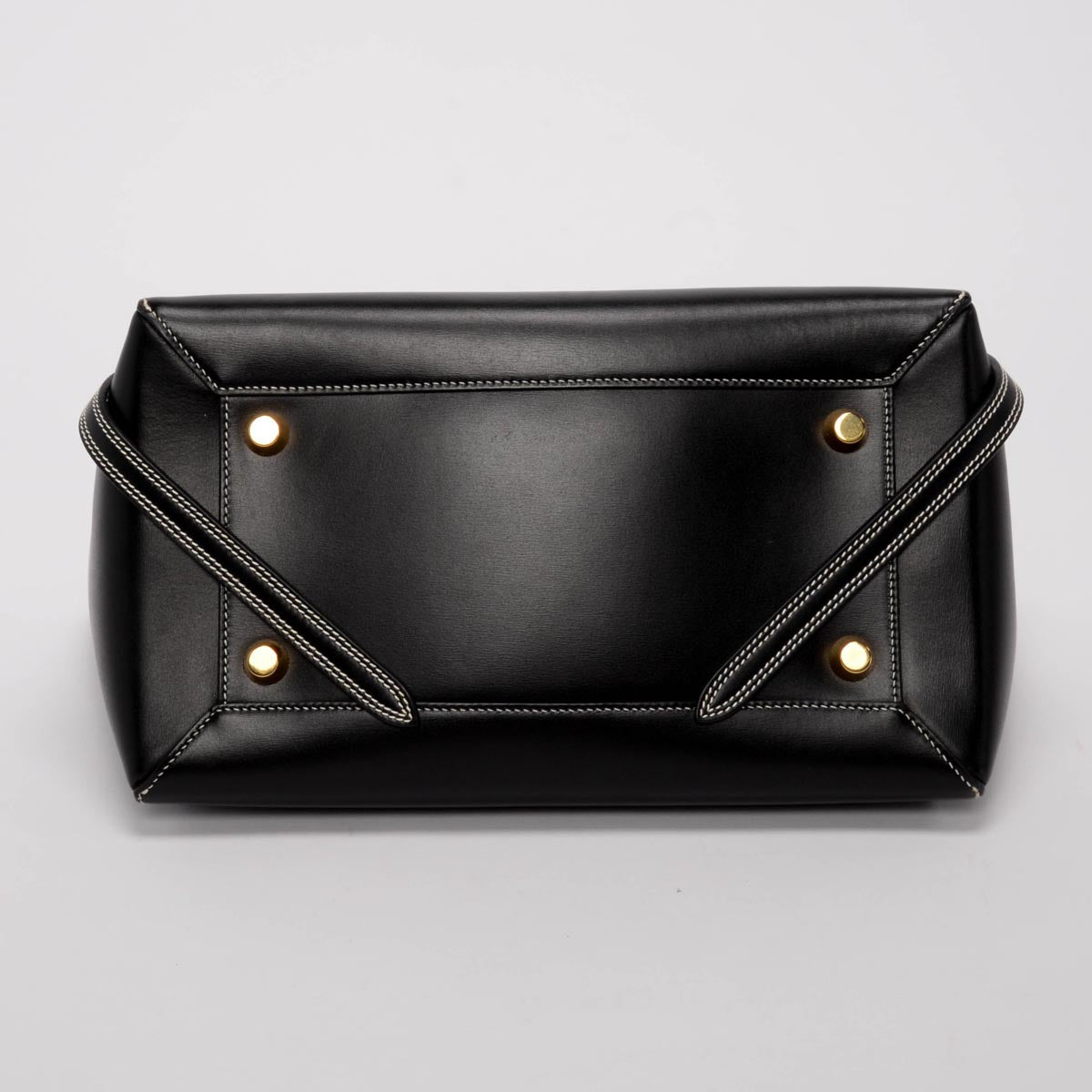 Celine Black Smooth Calfskin Double Stitching Mini Belt Bag