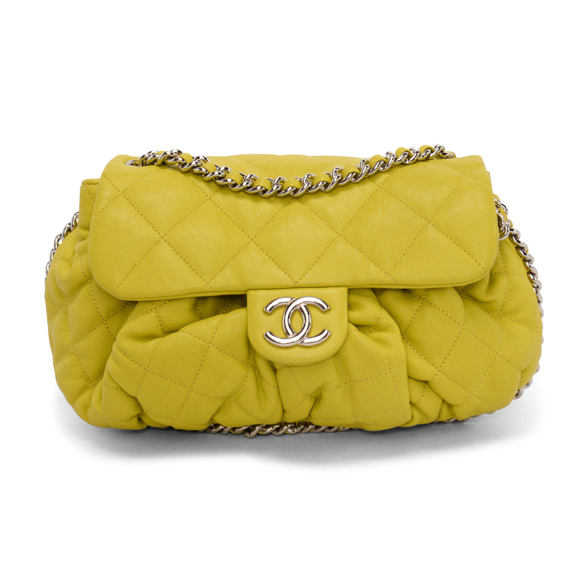 Chanel Chartreuse Washed Lambskin Chain Around Bag