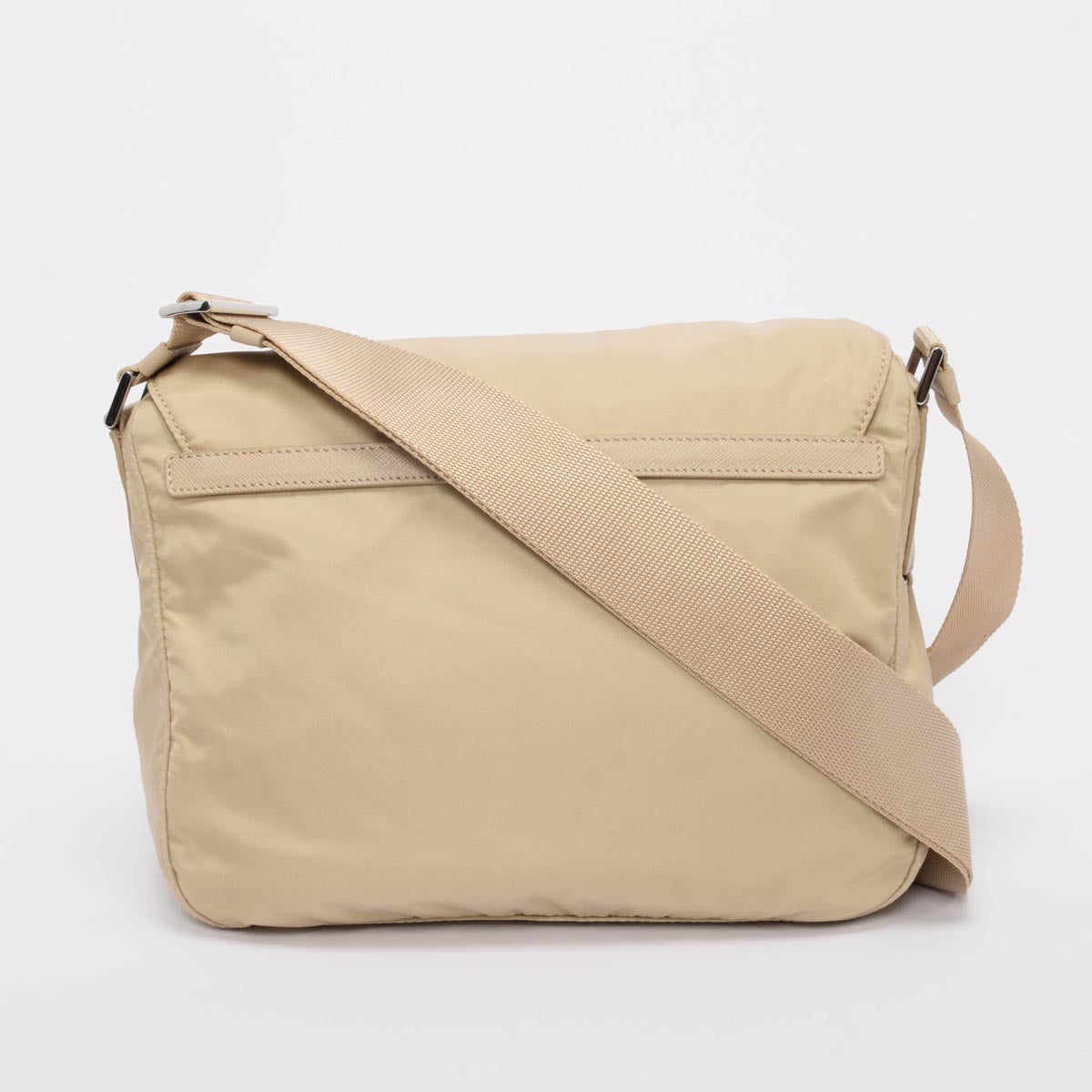 Prada Beige Re-Nylon Double Buckle Messenger Bag
