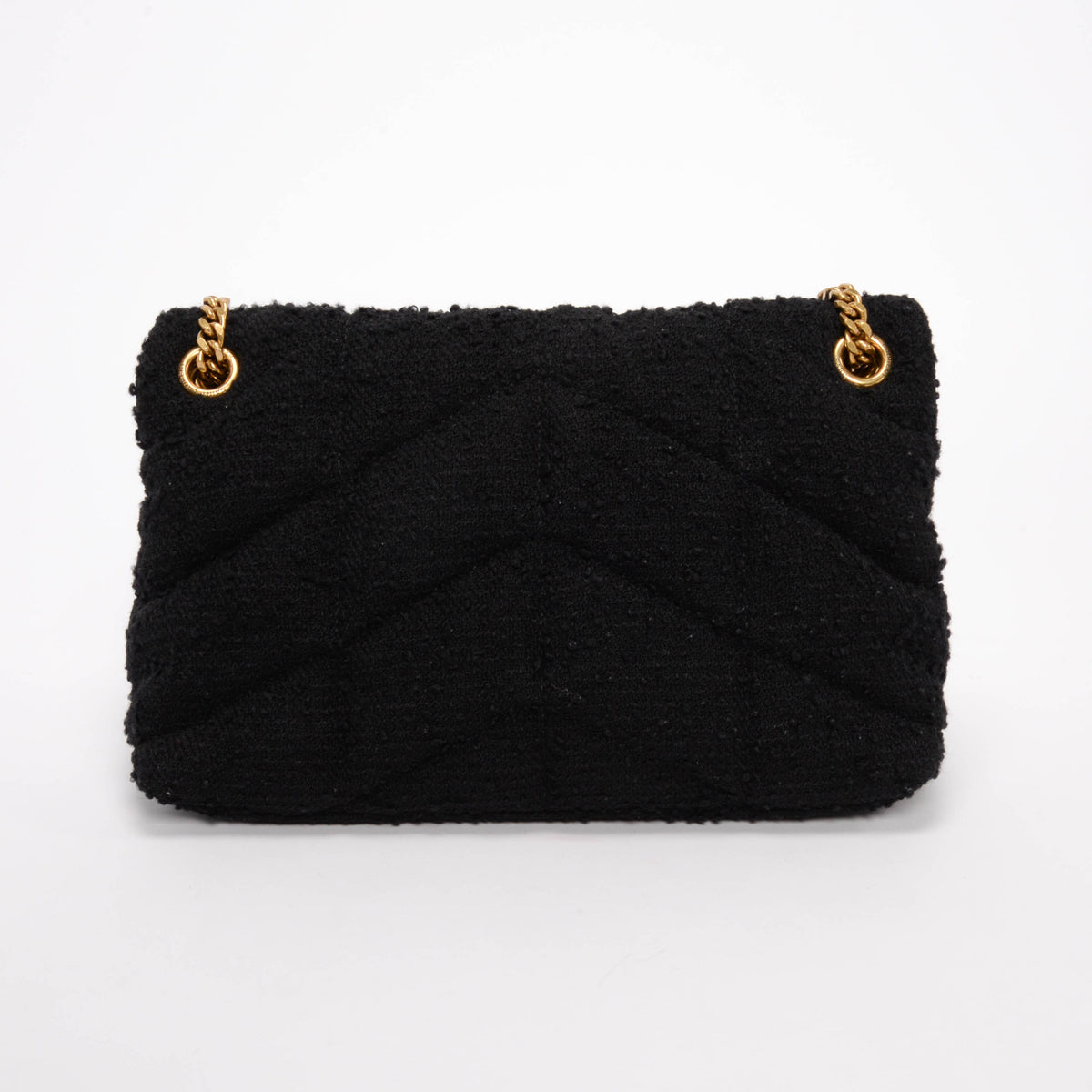 Saint Laurent Black Boucle Tweed Small Lou Lou Puffer Bag