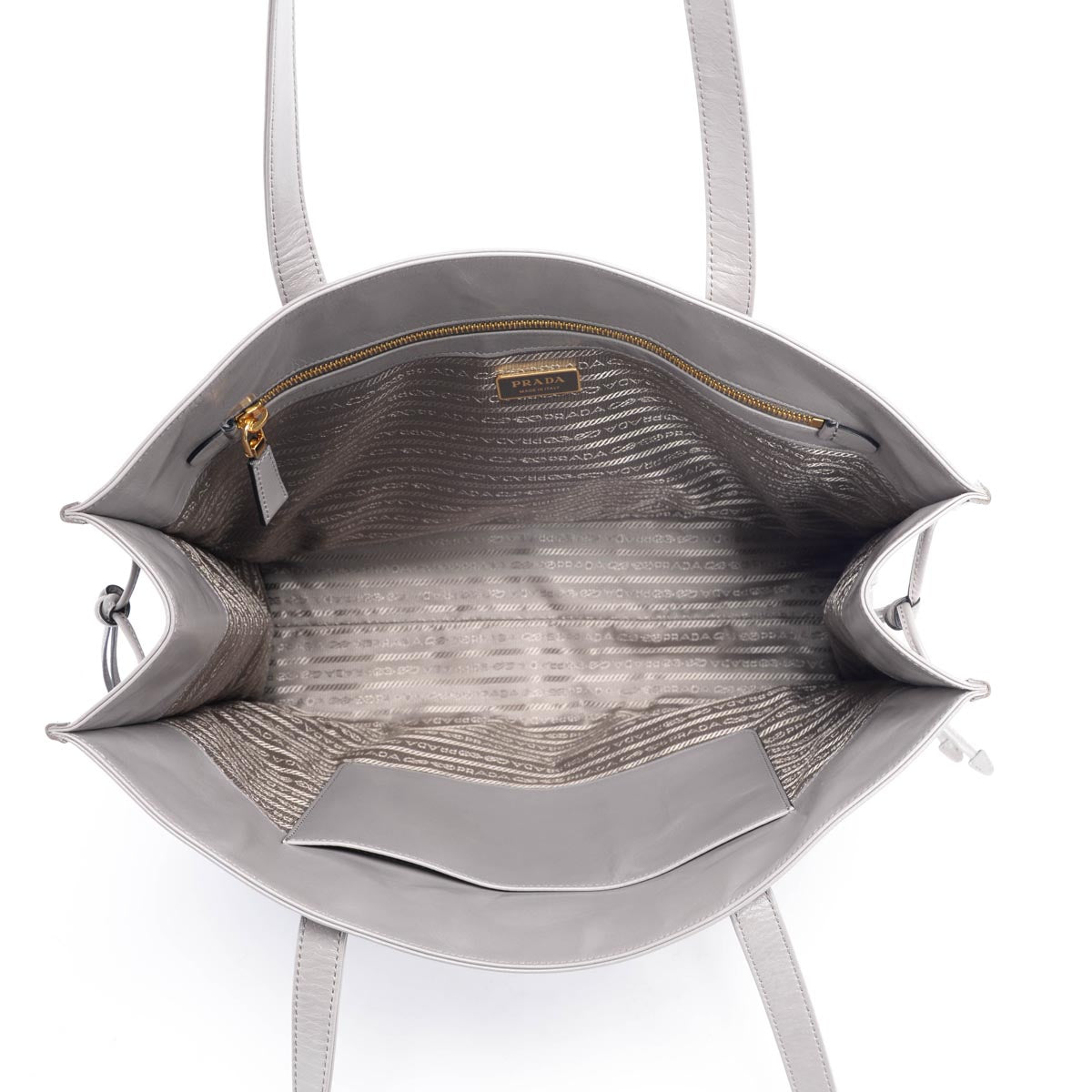 Prada Pewter Antique Nappa Leather Large Tote