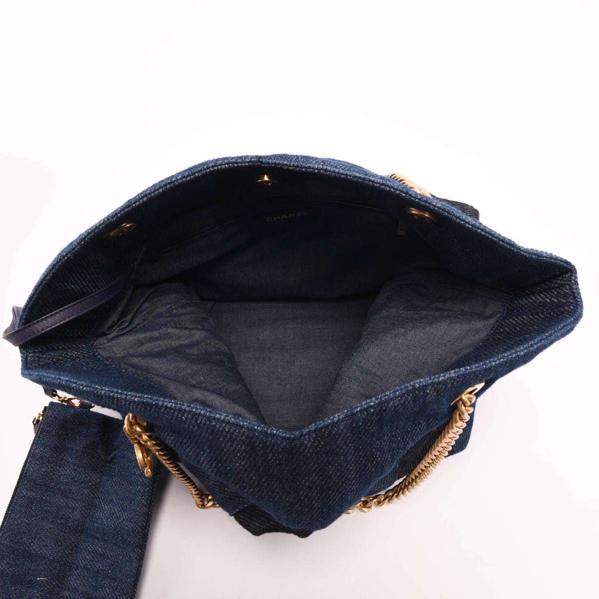 Chanel Two Tone Denim Large CC Shopping Tote