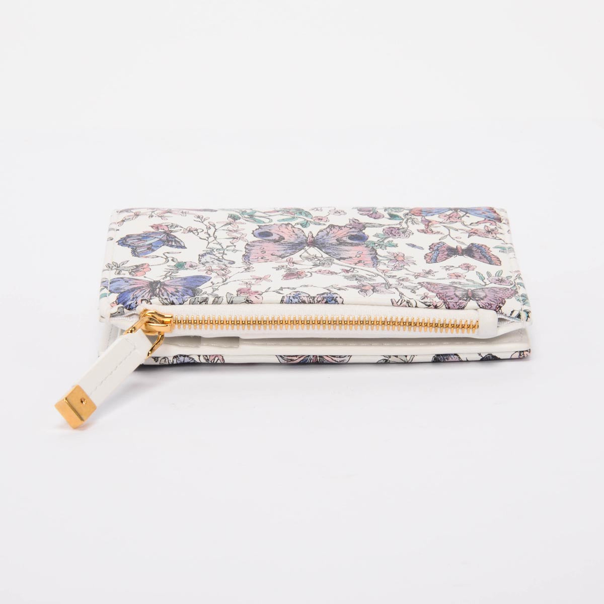 Dior White Butterfly Print Caro Dahlia Wallet