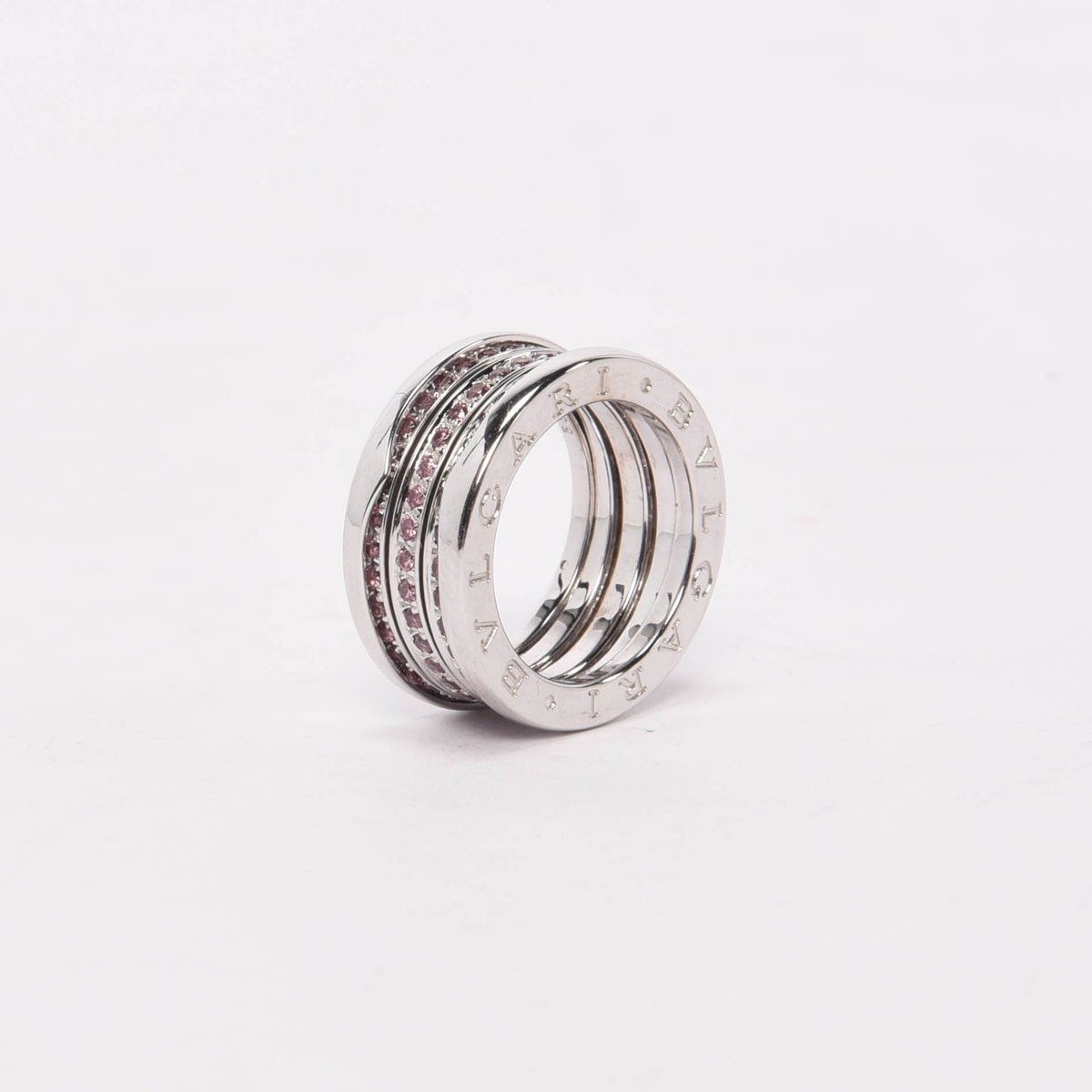 Bulgari 18k White Gold & Pink Sapphire B.Zero1 Ring