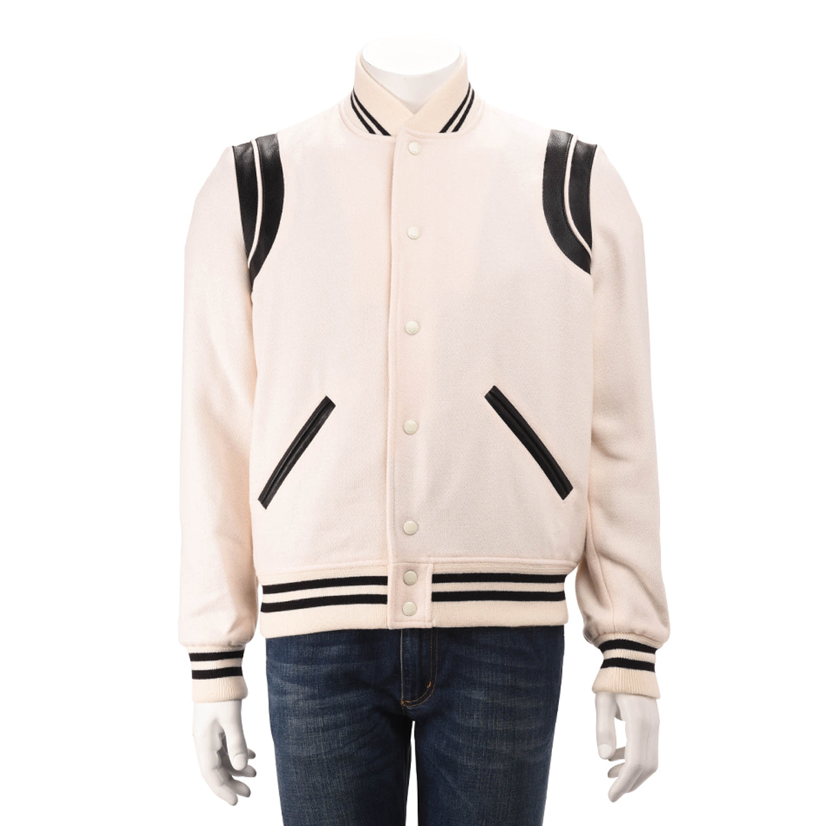 Saint Laurent Cream Wool Lambskin Teddy Jacket FR 50