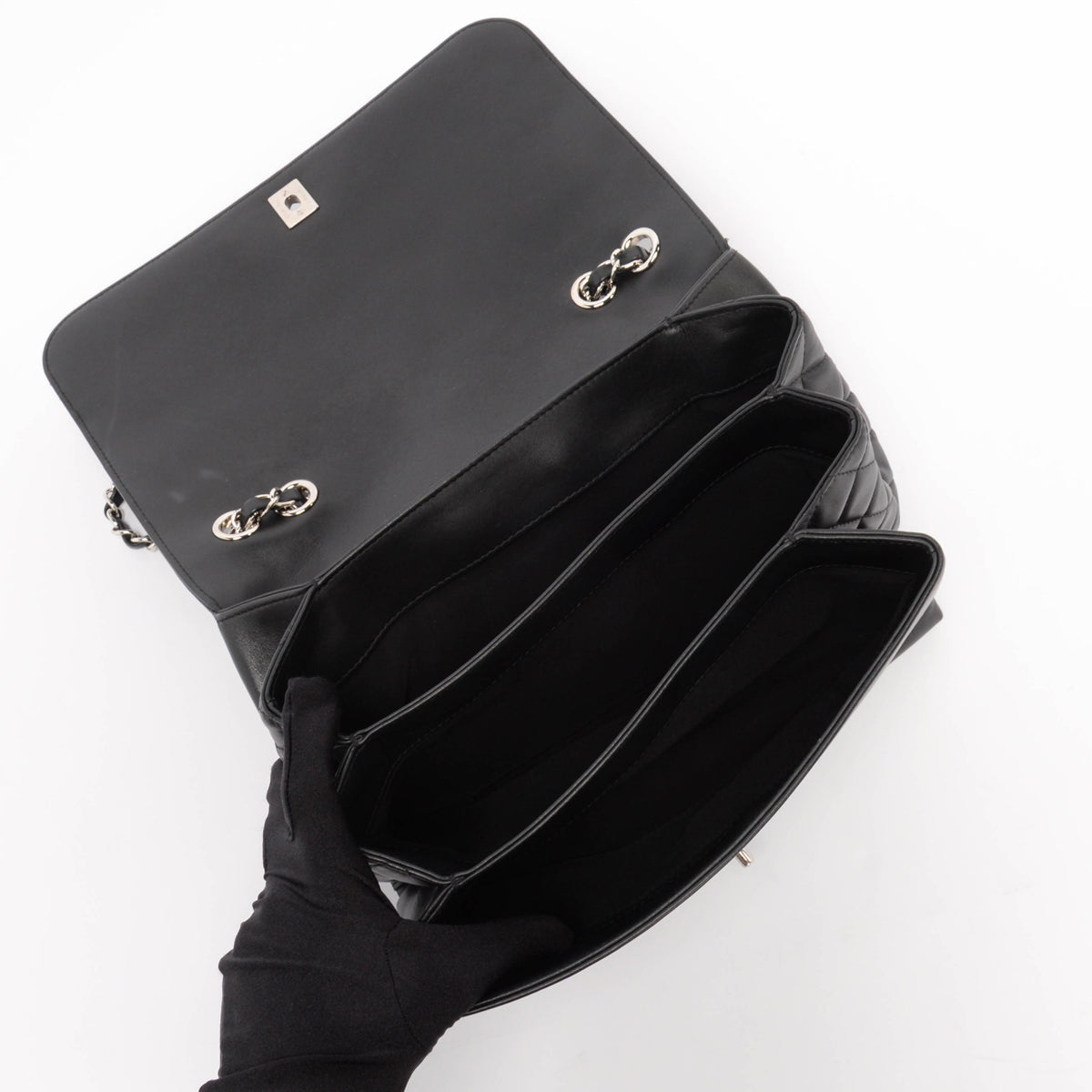 Chanel Black Lambskin Medium Tramezzo Bag