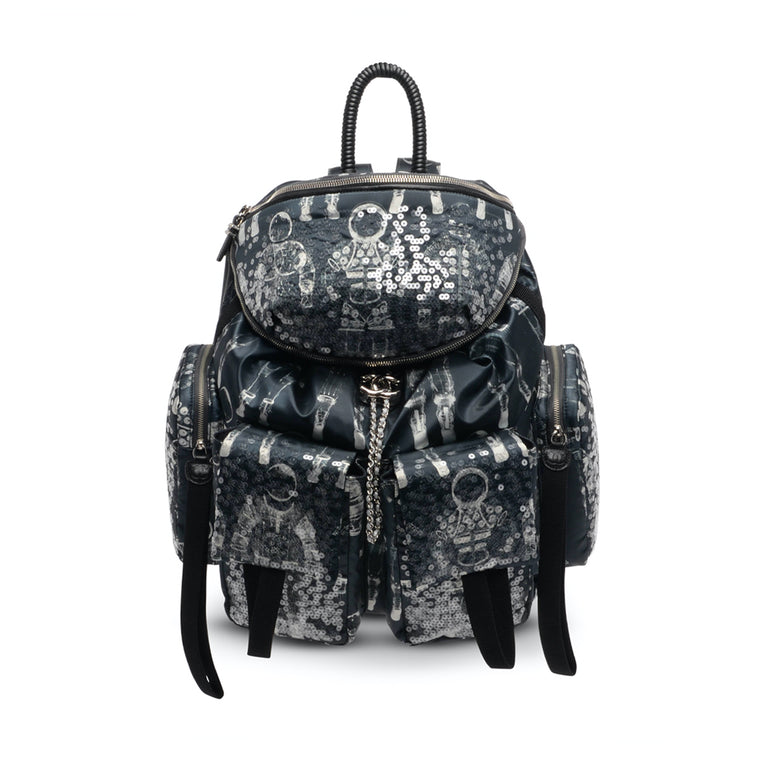 Chanel Black Printed Nylon & Lambskin Astronaut Essentials Backpack