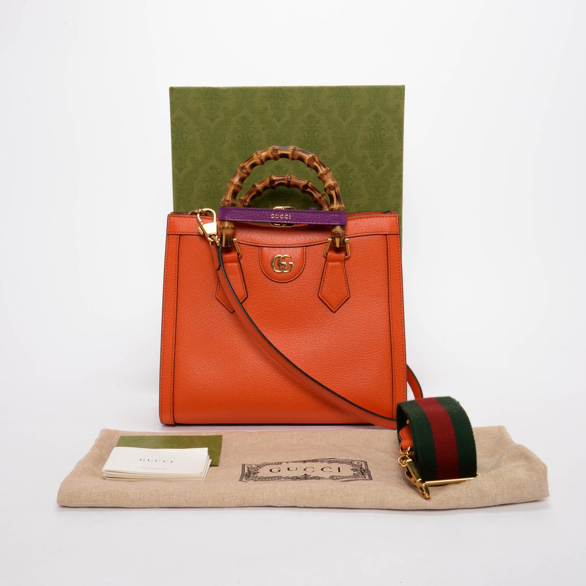Gucci Orange Grained Leather Medium Diana Bag
