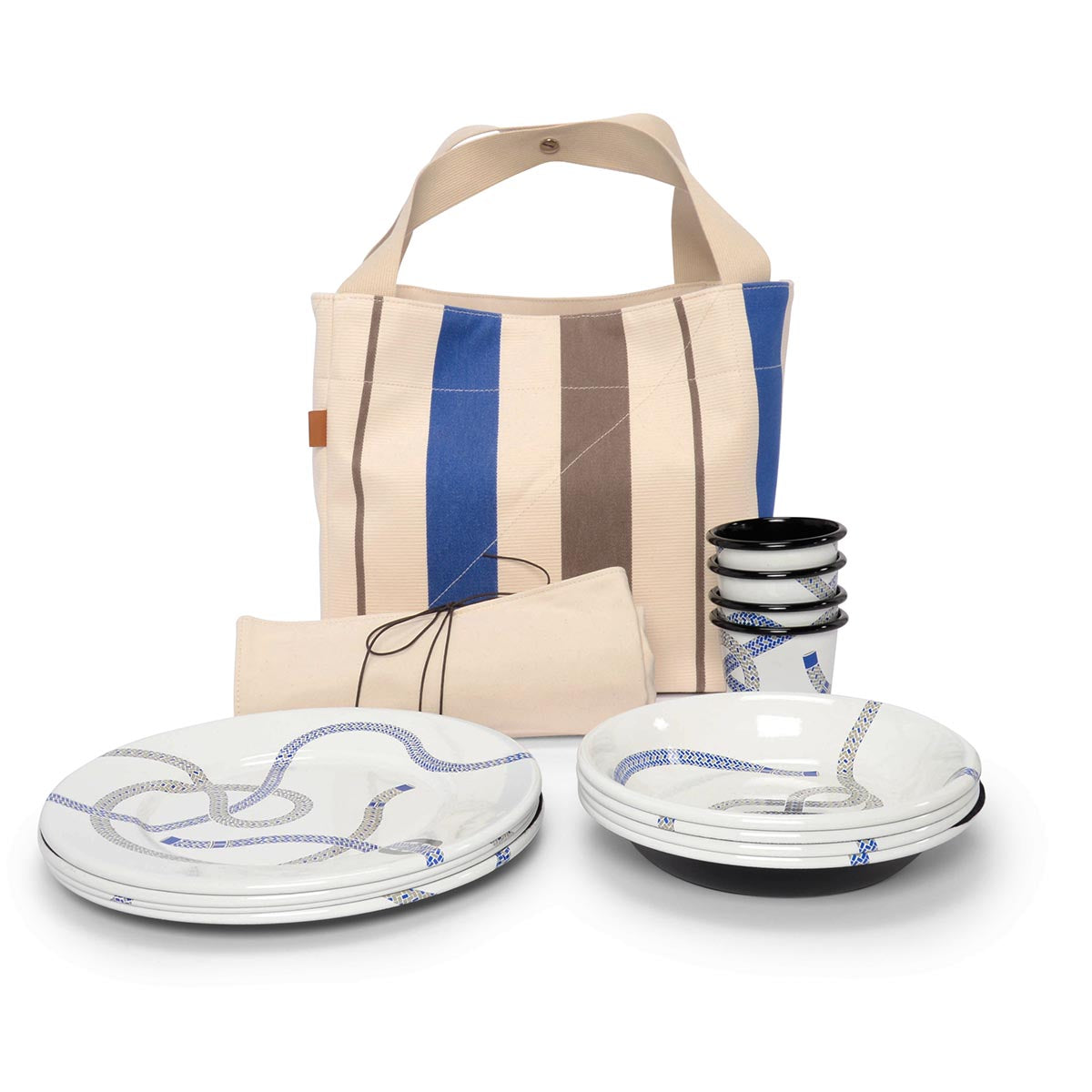 Hermes Blue Rocabar Canvas Zoulou Picnic Tote
