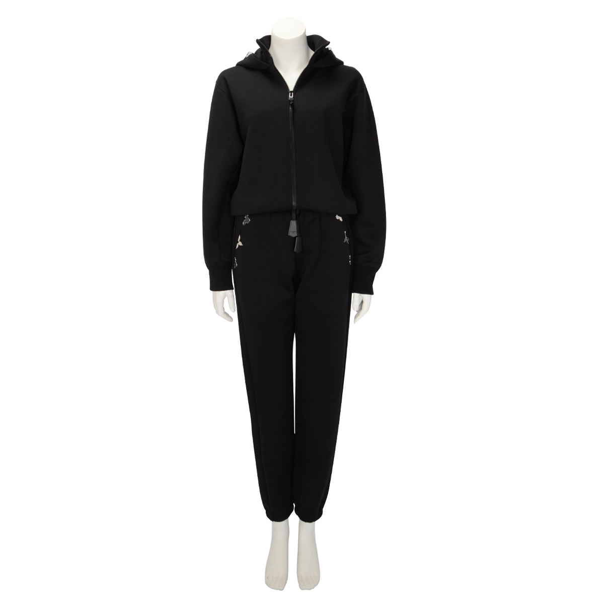 Louis Vuitton Black Cotton Jersey Monogram Accent Tracksuit XS