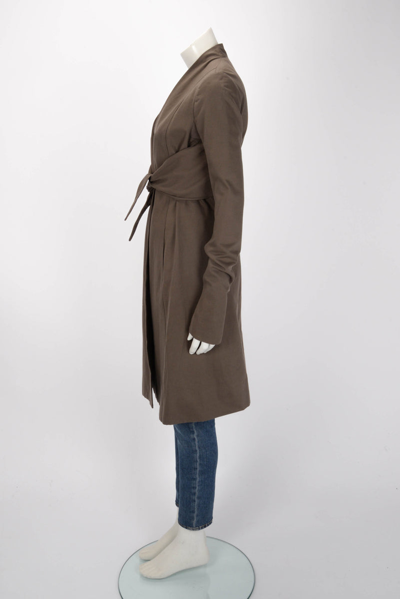 Rick Owens Brown Cotton Drill Open Coat M