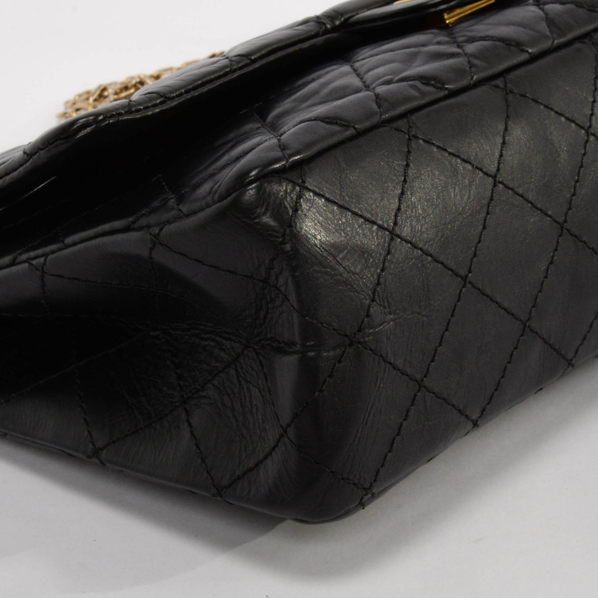 Chanel Black Distressed Calfskin 2.55 Reissue 227 Flap Bag