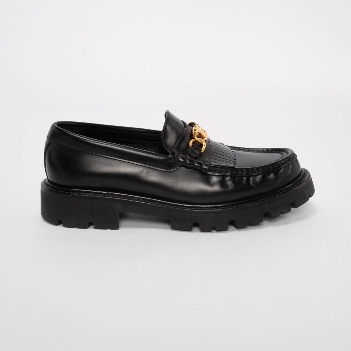 Celine Black Polished Bullskin Margaret Loafers 38.5