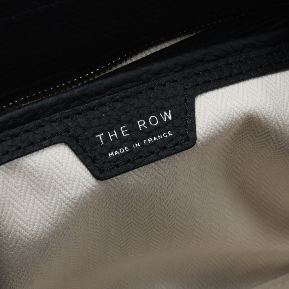 The Row Black Grained Calfskin Marlo 12 Top Handle Bag