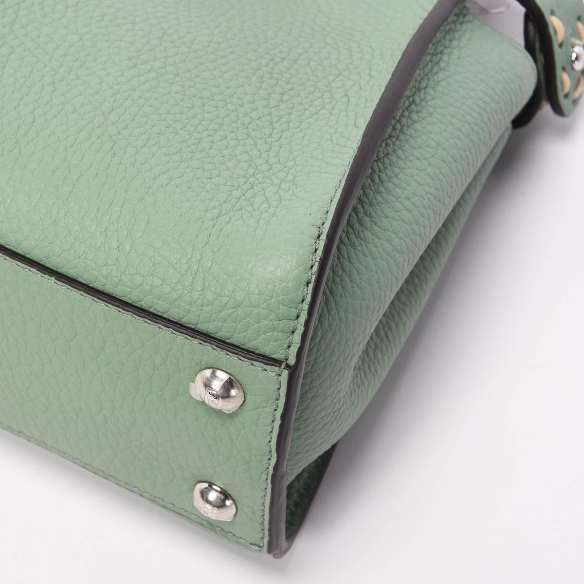 Fendi Mint Selleria Calfskin & Snakeskin Peekaboo Mini Bag