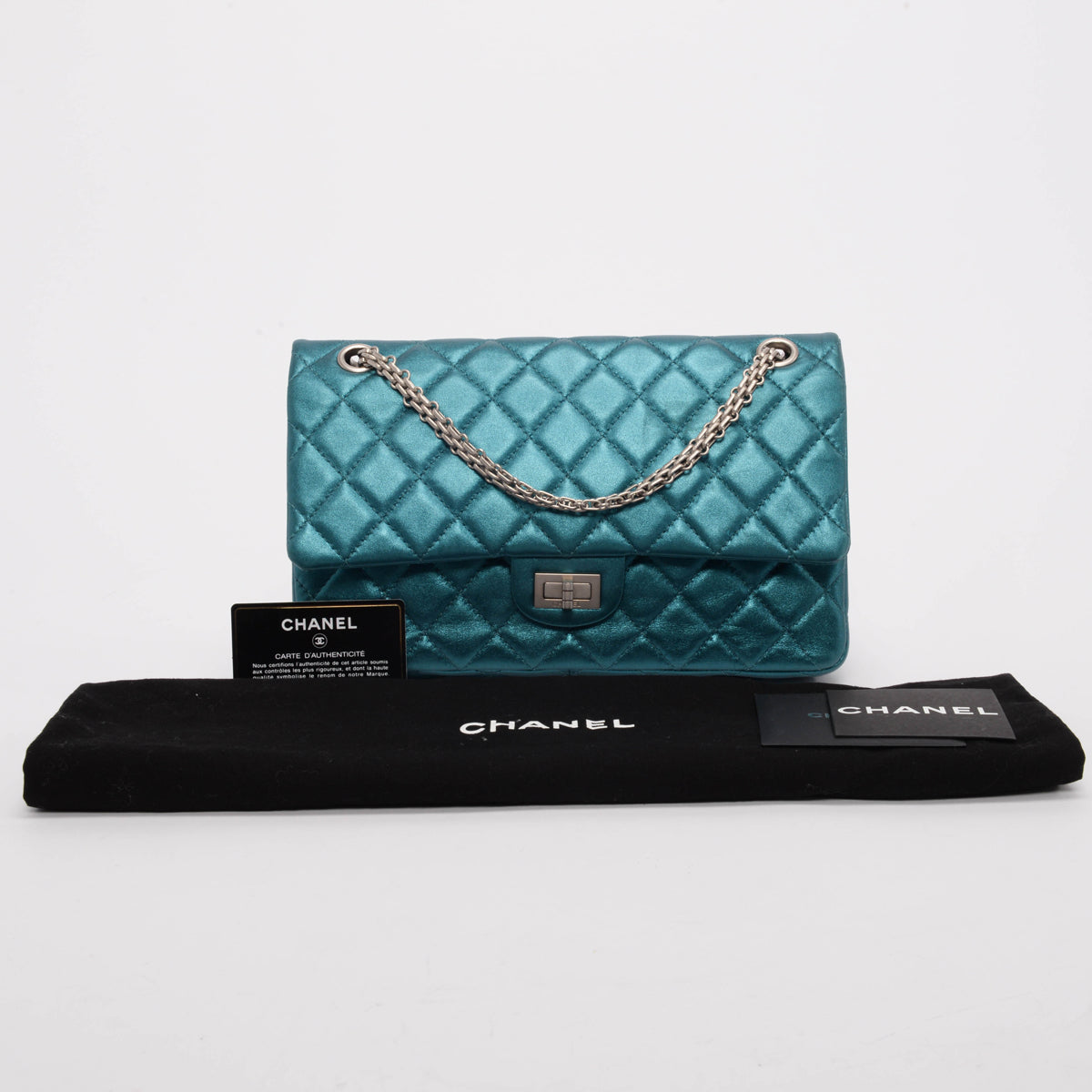 Chanel Teal Metallic Calfskin 2.55 Reissue 226 Flap Bag