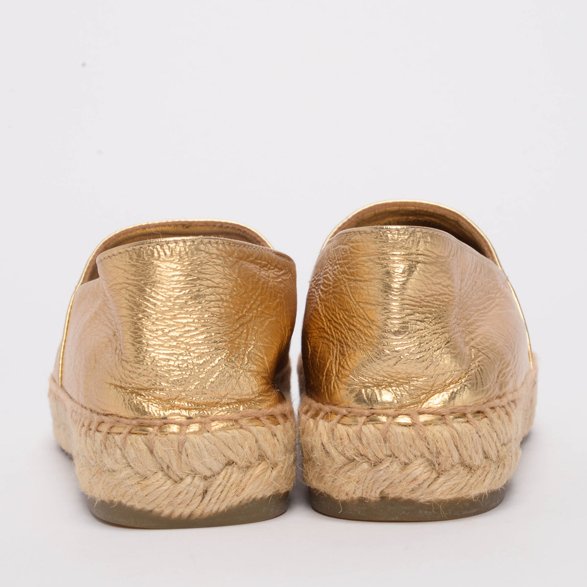 Chanel Gold & Black Lambskin CC Espadrilles 38