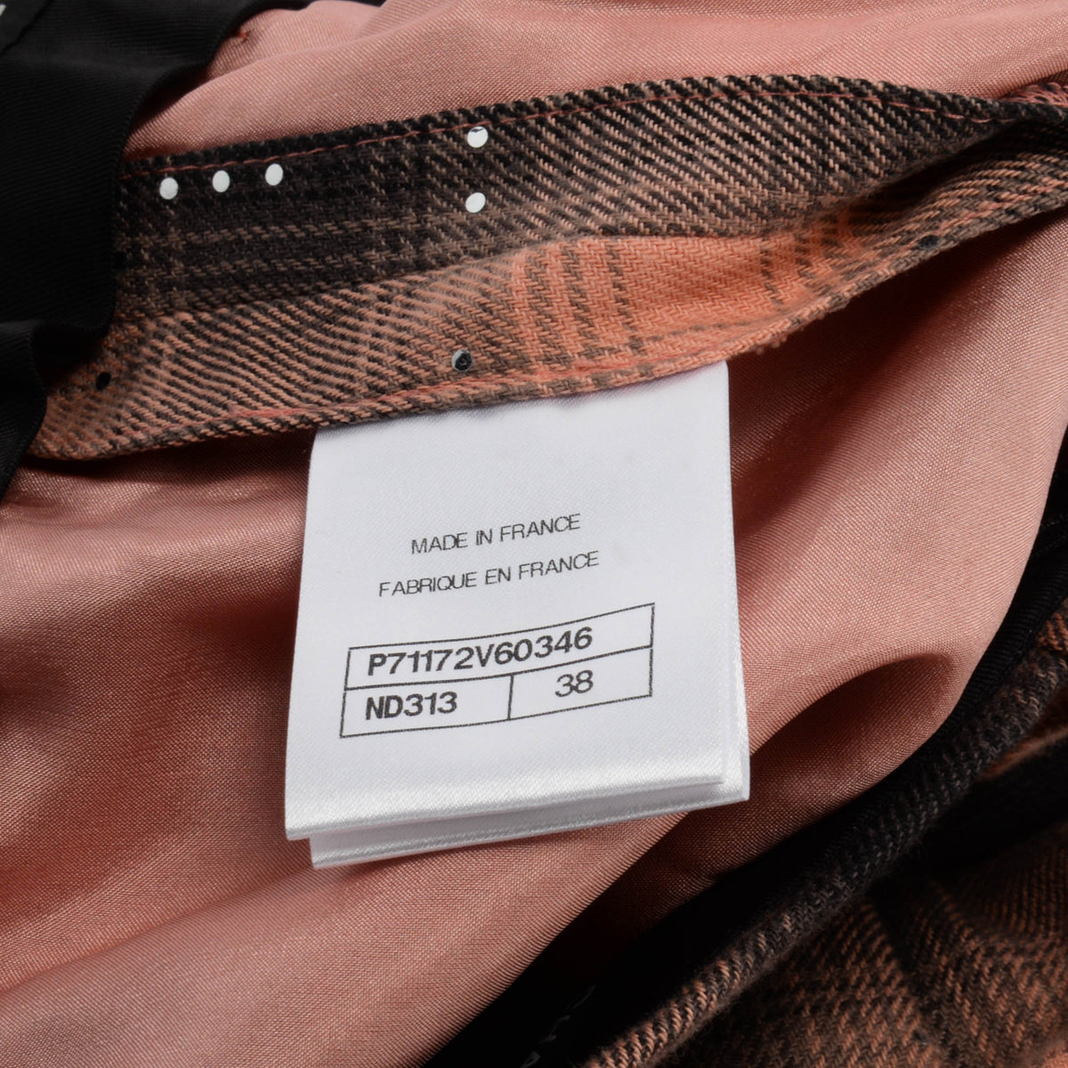 Chanel Pink & Black Cotton Check Sequined Pants FR 38