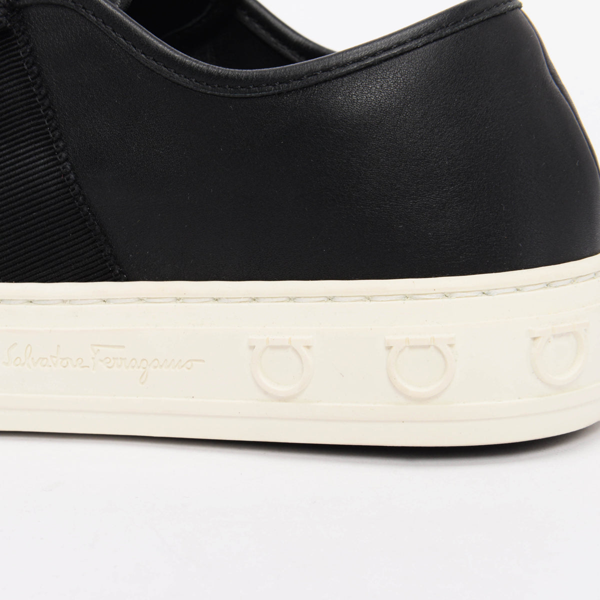 Ferragamo Black Calfskin Nataly Vara Bow Sneakers 6.5