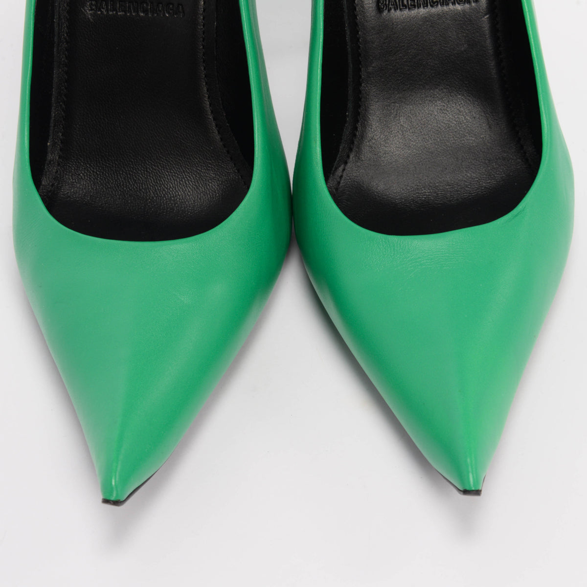 Balenciaga Green Shiny Calfskin Essex Pumps 37