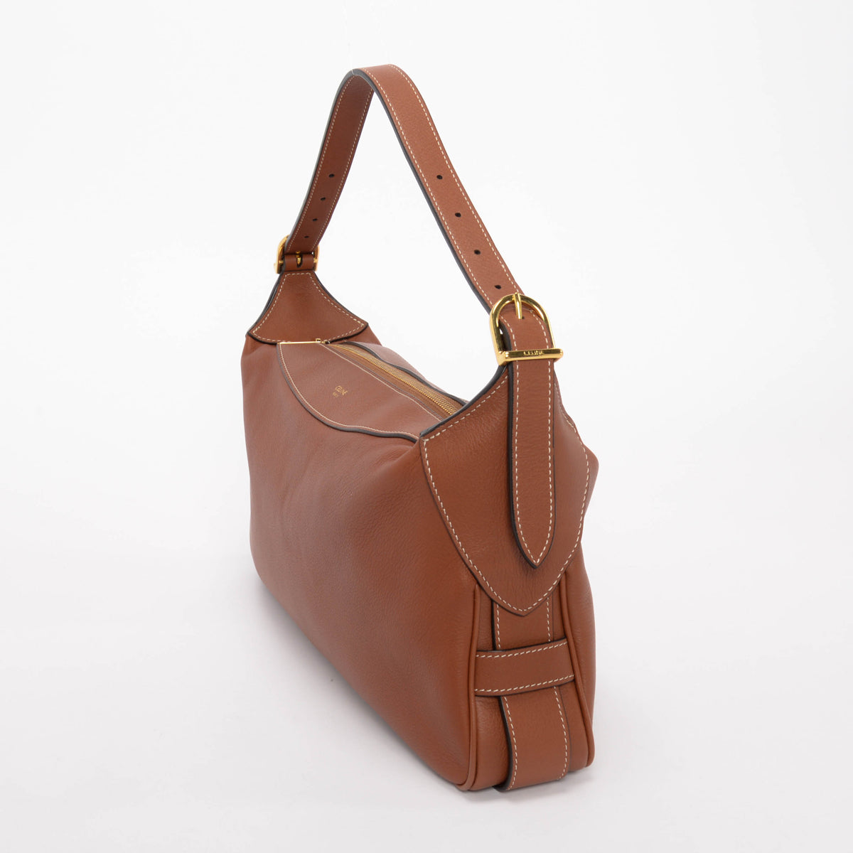 Celine Tan Grained Calfskin Medium Romy Shoulder Bag