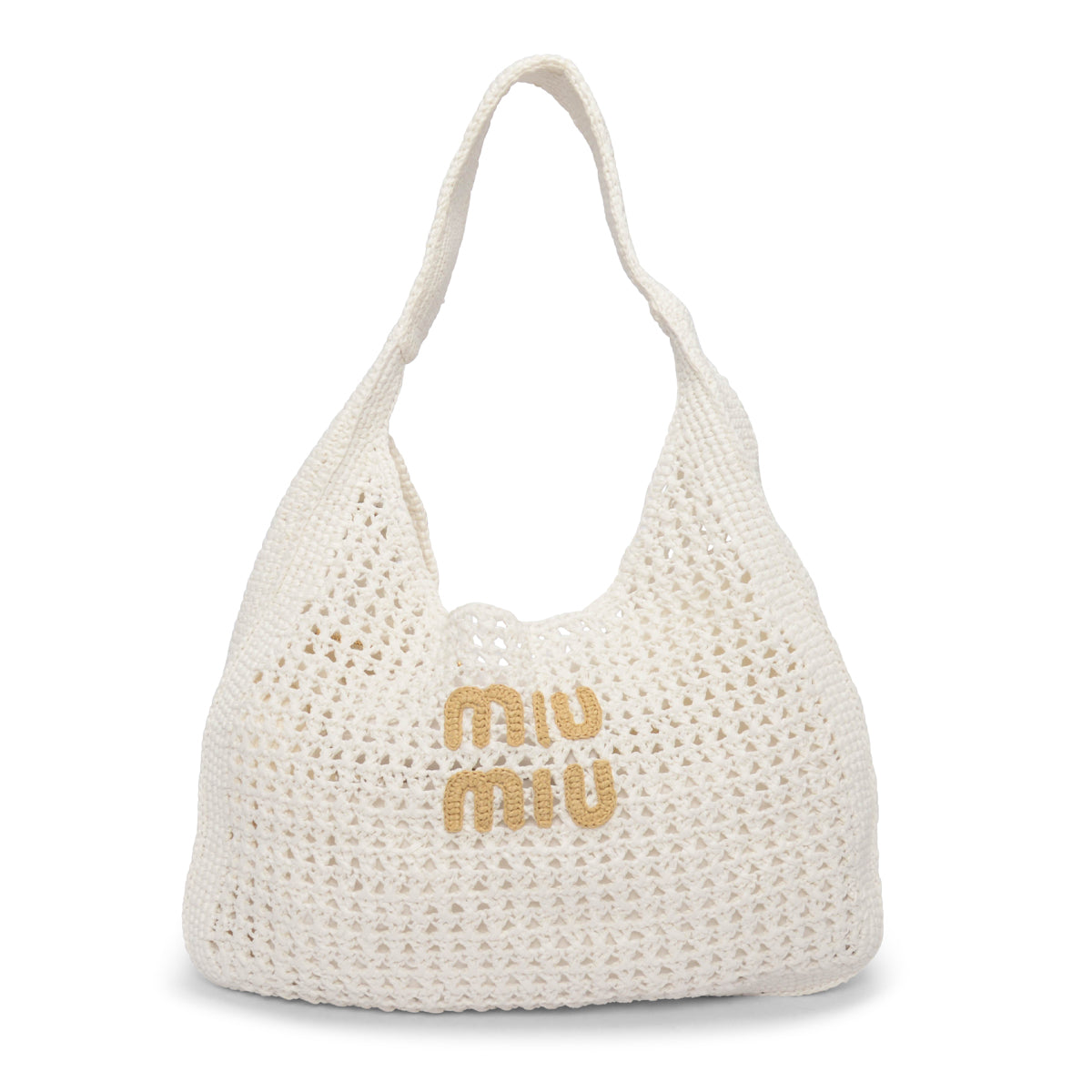 Miu Miu White Woven Hobo Tote Bag