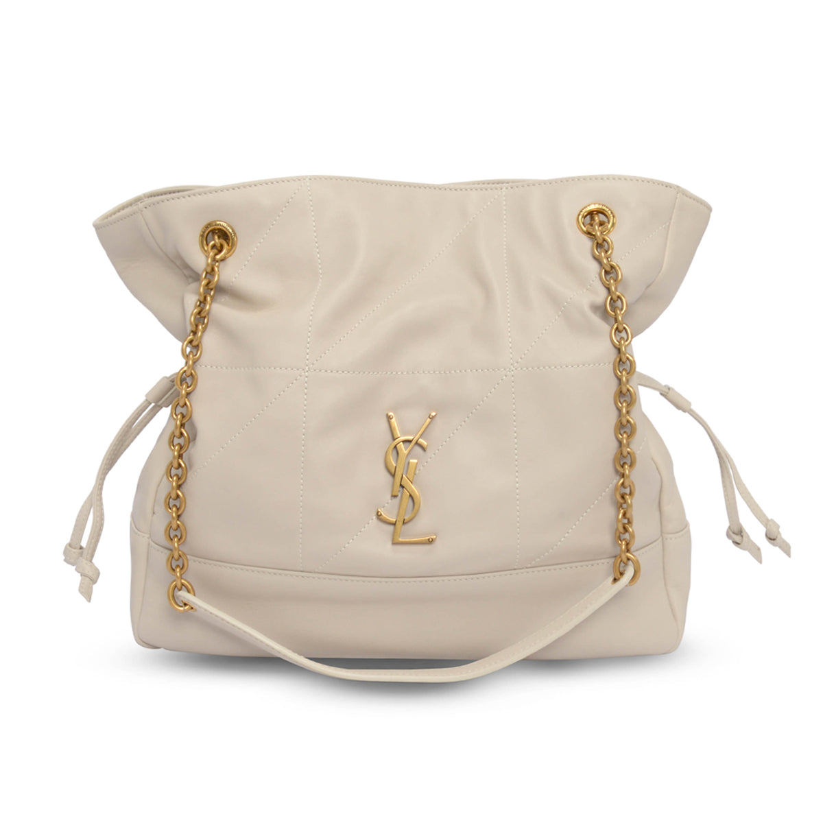 Saint Laurent Ivory Lambskin Small Jamie Shopping Tote