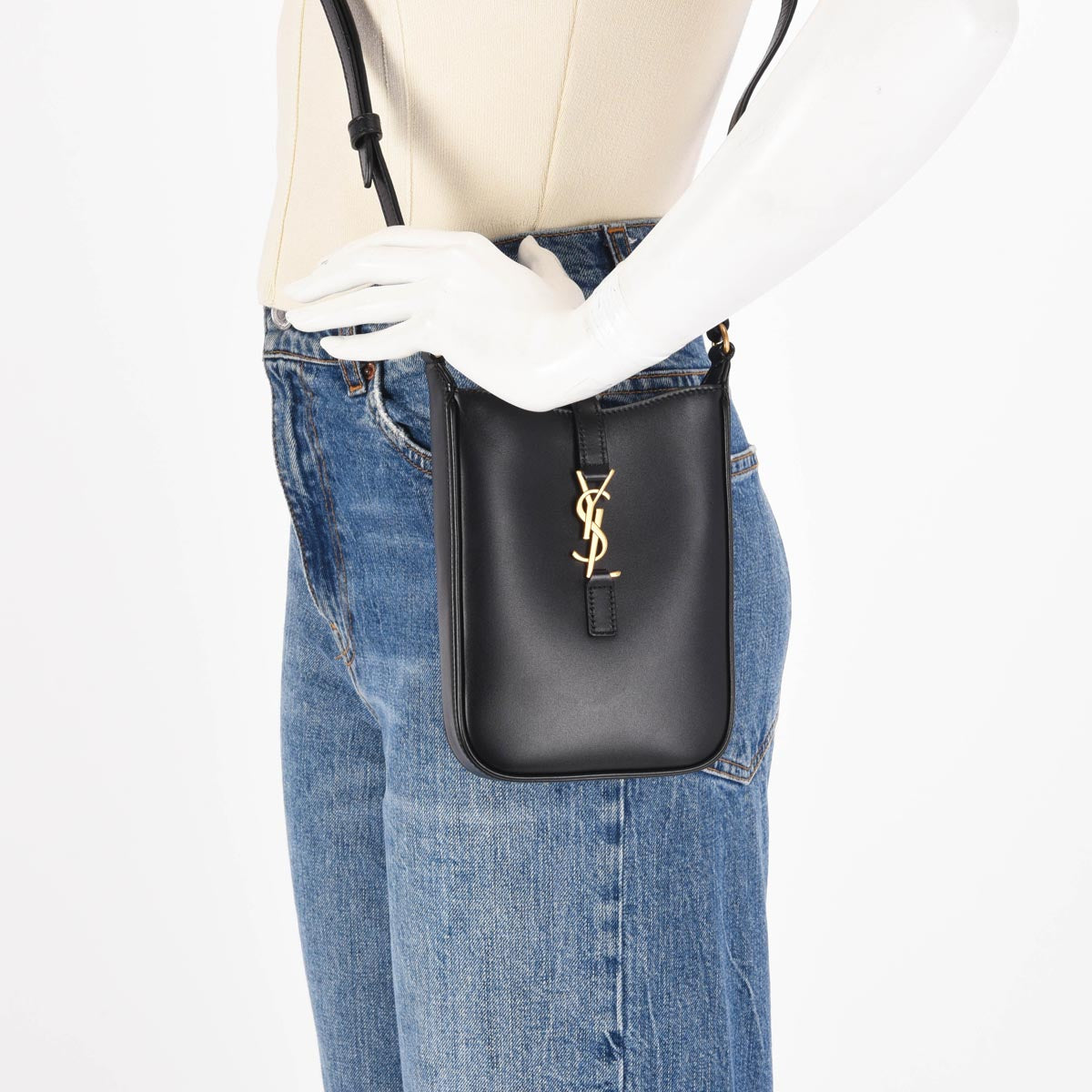 Saint Laurent Black Calfskin Le 5 A 7 Vertical Mini Bag