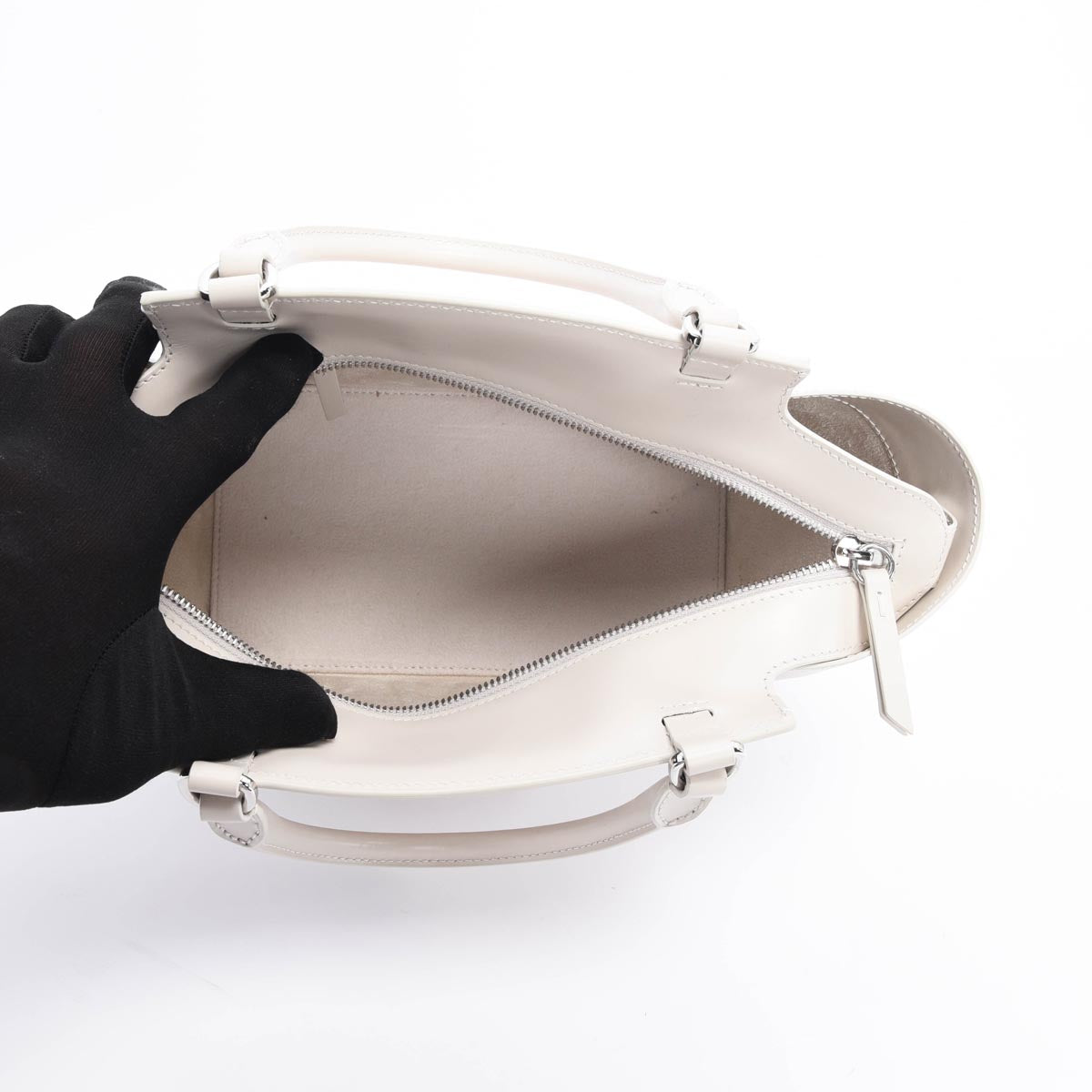 Margiela Greige Grained Calfskin Snatched Tote Bag