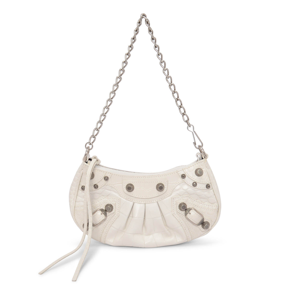 Balenciaga White Croc Embossed Le Cagole Mini Bag