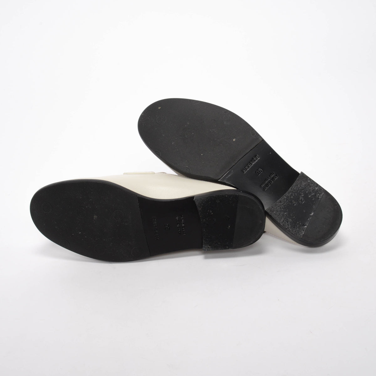 Hermes Blanc de Paris Calfskin Lota Mules 36
