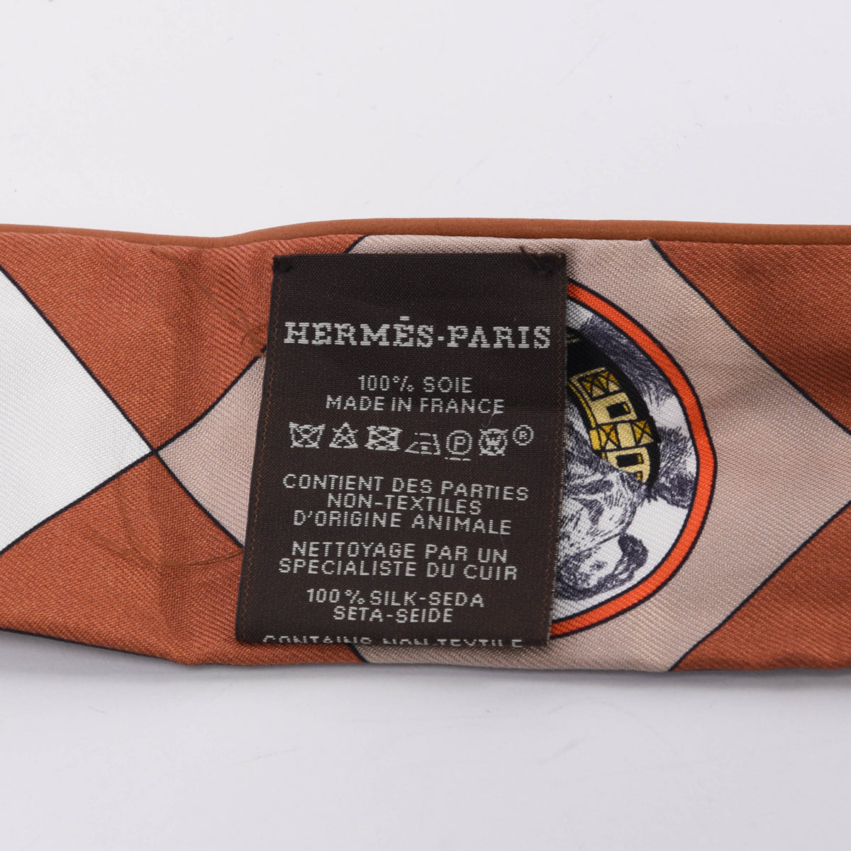 Hermes Black Silk & Leather Trim Colliers et Chiens Forever Twilly