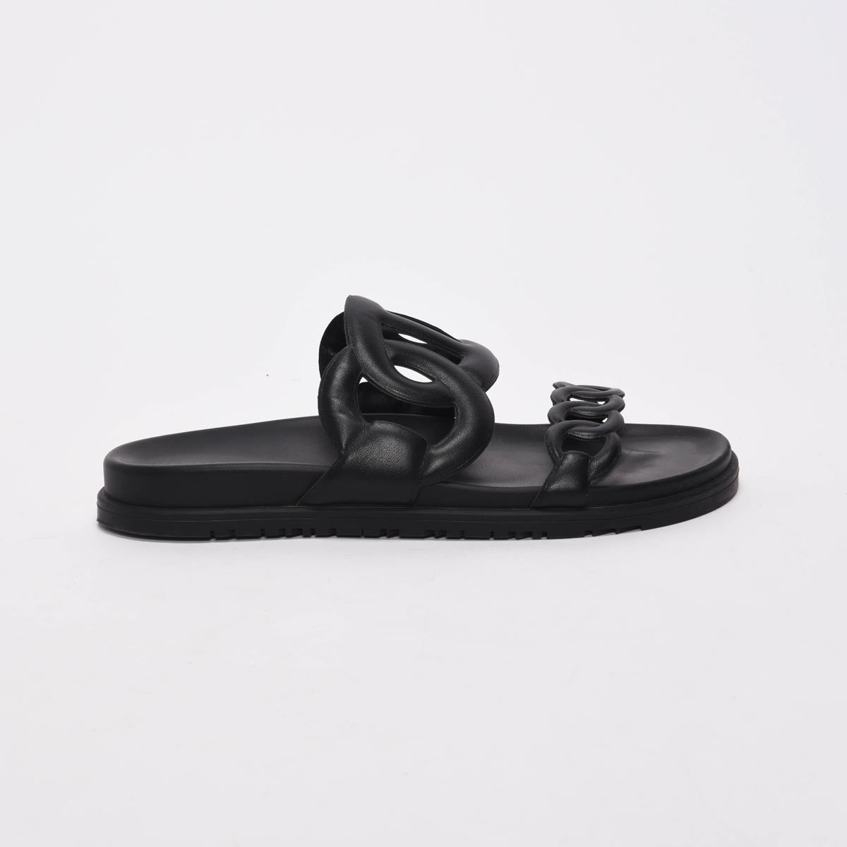 Hermes Black Nappa Extra Sandals 41