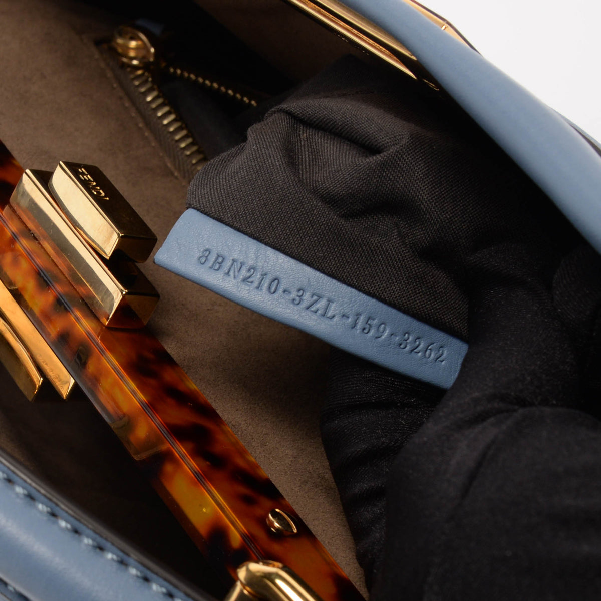 Fendi Light Blue & Tortoiseshell Calfskin Large Peekaboo Bag