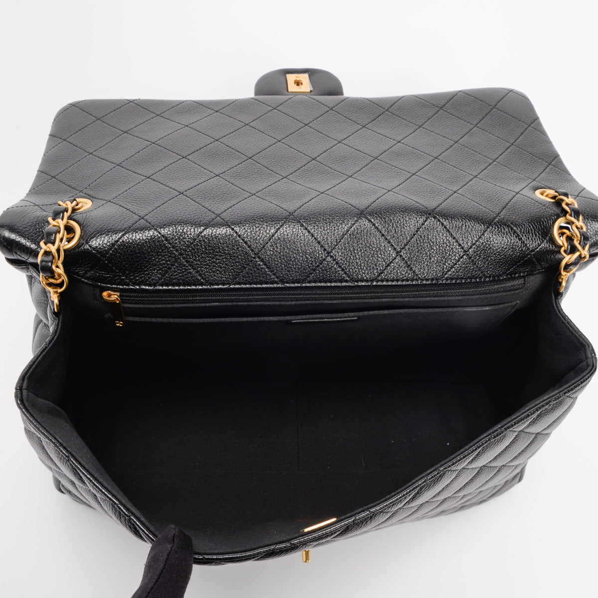 Chanel Black Quilted Caviar Small XXL Travel Flap Bag