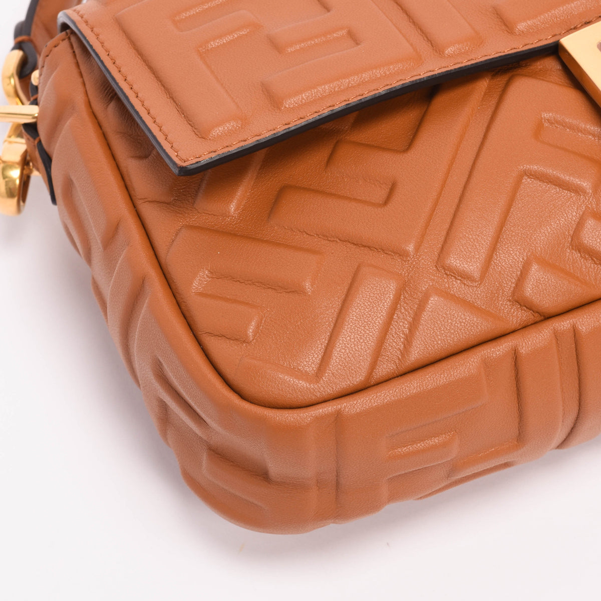 Fendi Brandy Nappa FF Embossed Baguette Bag