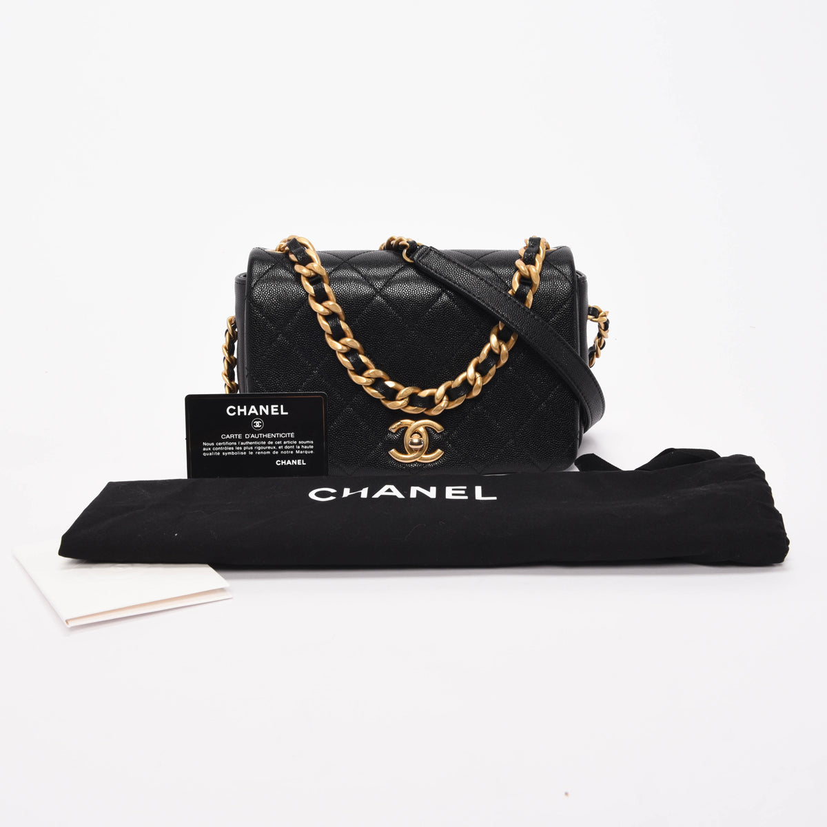 Chanel Black Caviar Small Fashion Therapy Flap Bag