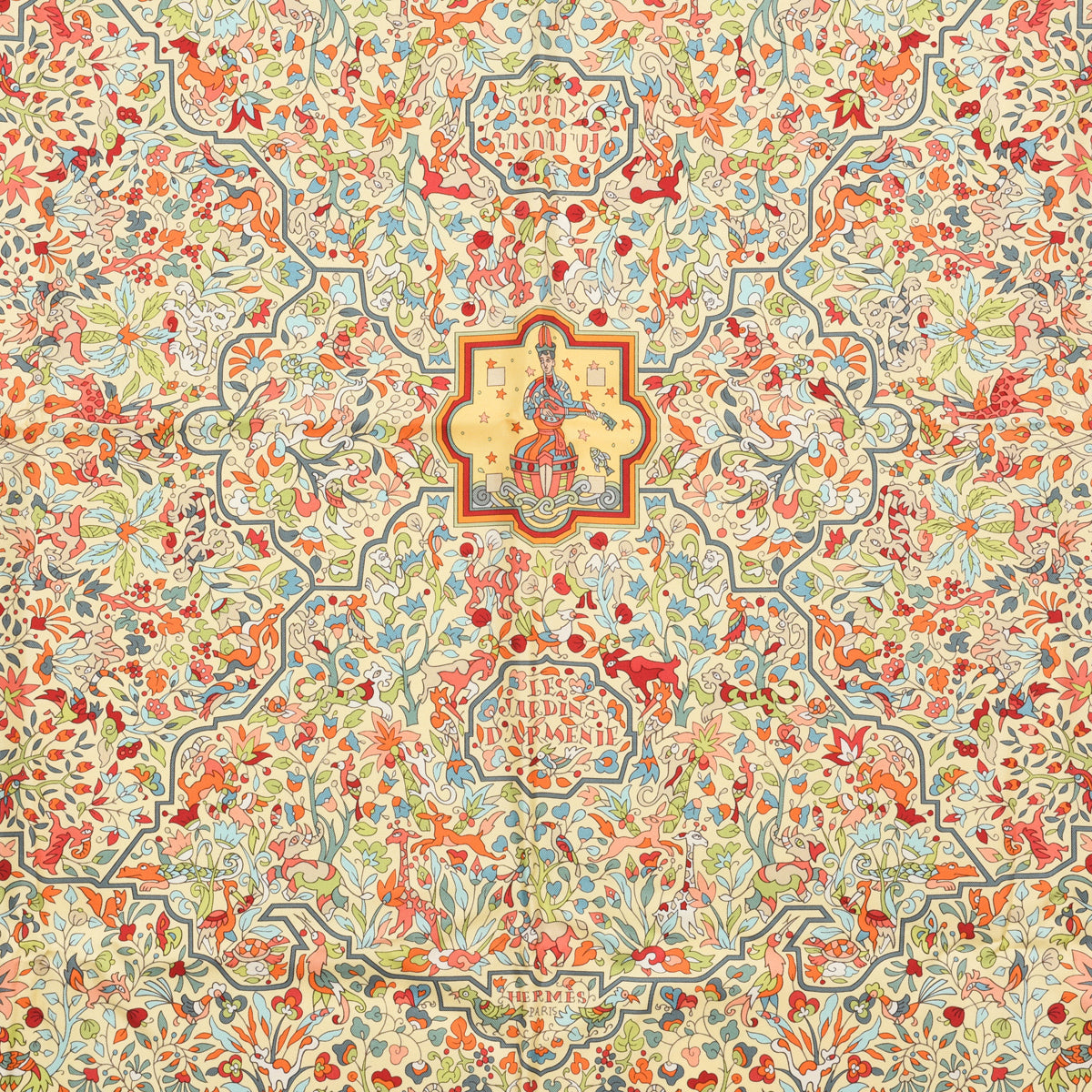 Hermes Yellow Silk Les Jardins D'Armenie Scarf