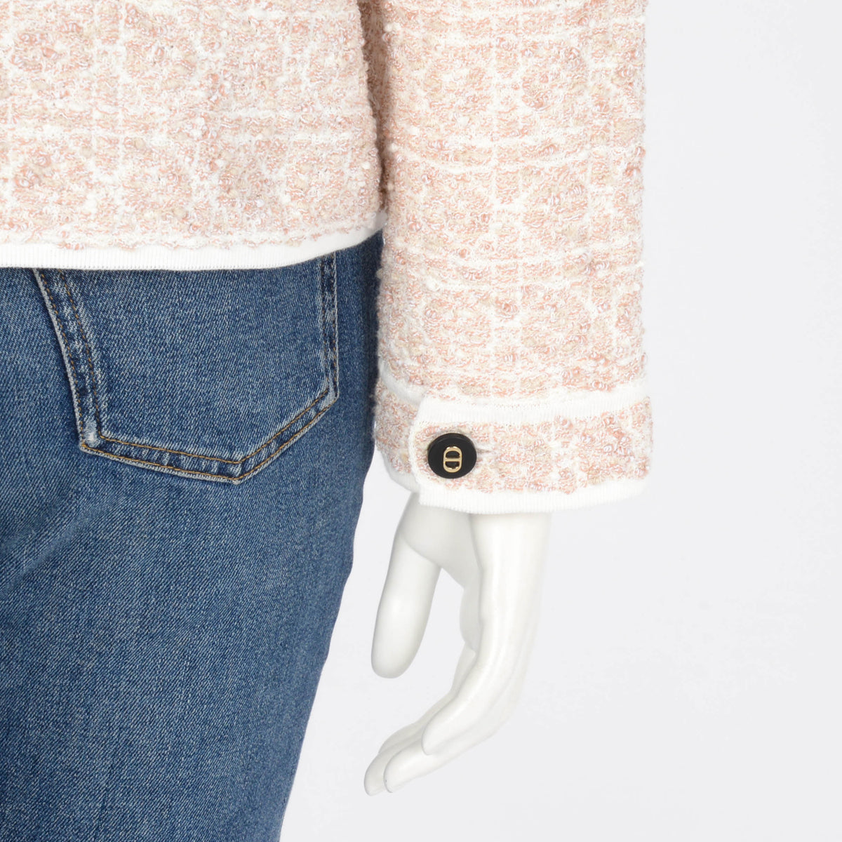 Dior Peach Blossom Tweed Knit Macrocannage Jacket FR 42