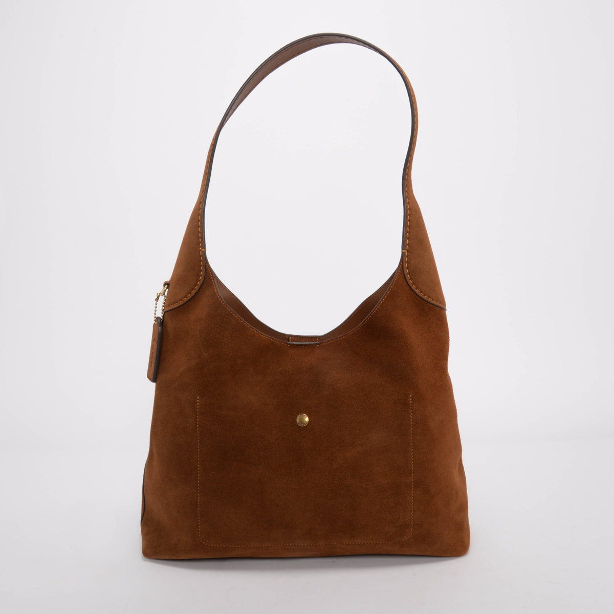 Coach Warm Brown Suede Brooklyn 34 Shoulder Bag
