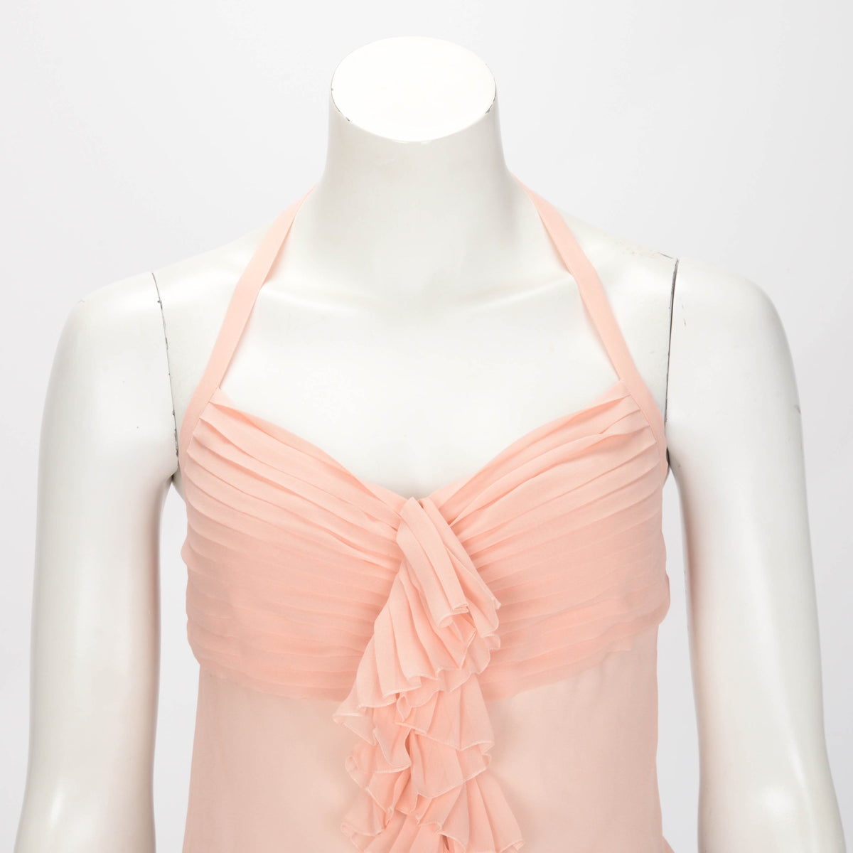 Chanel Pink Silk Ruffle Halter Top FR 38