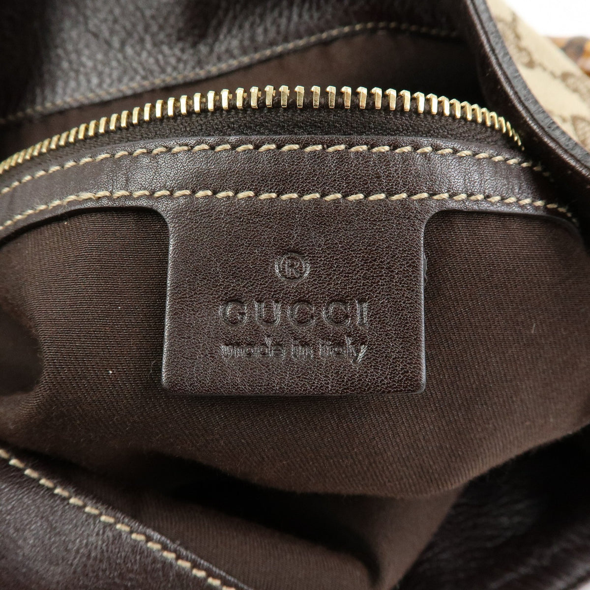 Gucci Beige GG Canvas Bamboo Peggy Hobo Bag