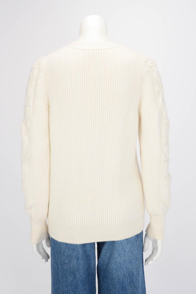 Chanel Ecru Ribbed Cashmere Classic Cardigan FR 38