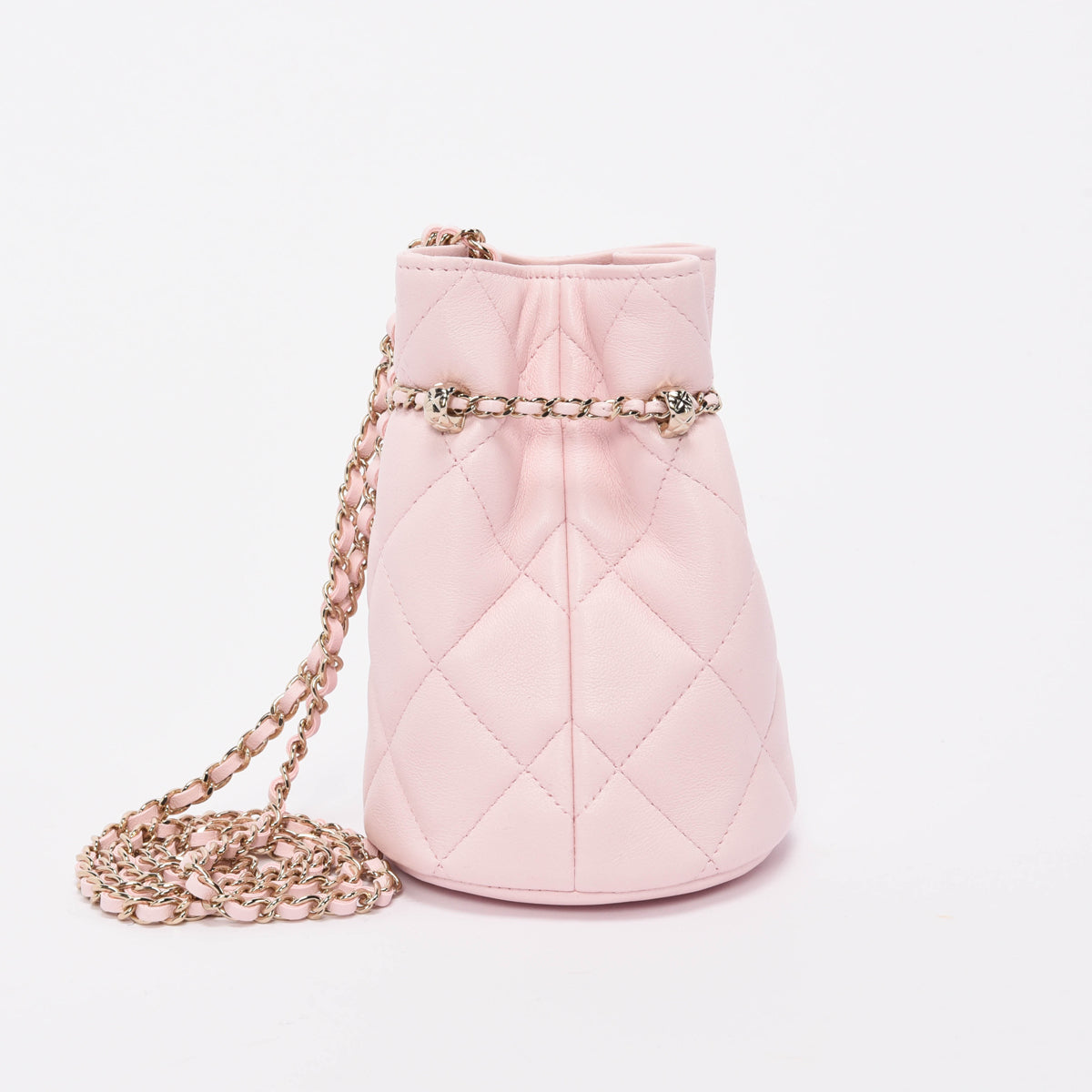 Chanel Light Pink Quilted Calfskin Nano CC Bucket Bag