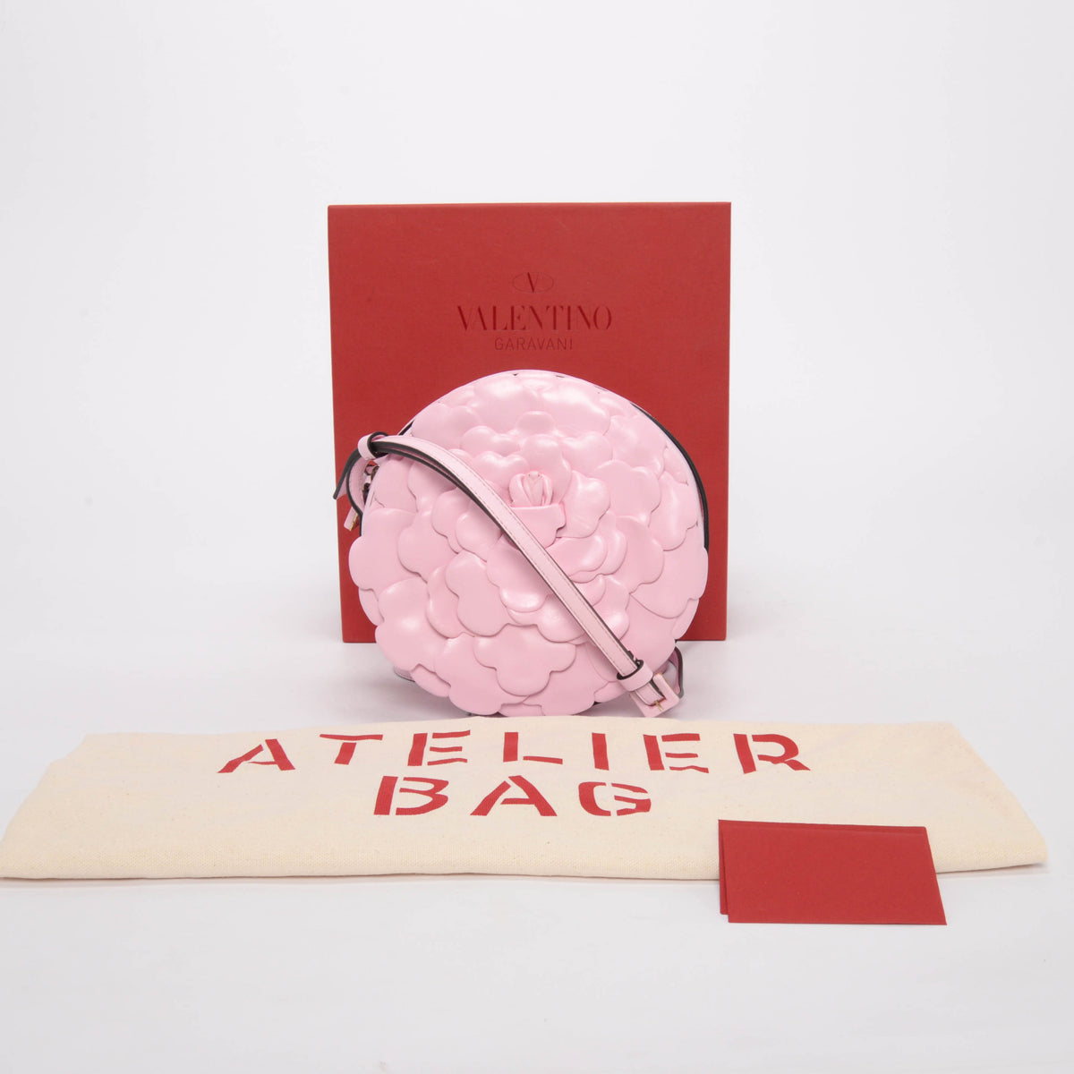 Valentino Pink Lambskin 03 Rose Edition Atelier Round Cross Body Bag